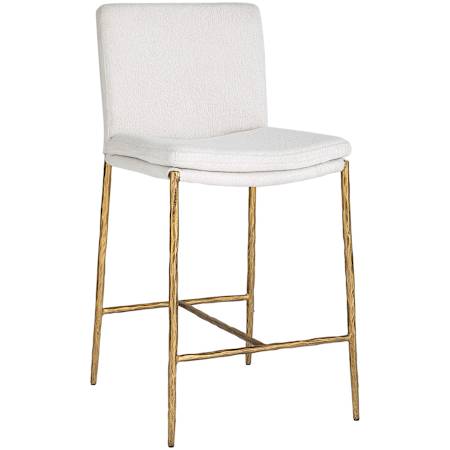Uttermost Ascend 18" Wide Metal and Polyester Accent Stool Aged Gold / White