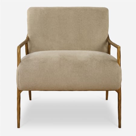 Uttermost Kashmir 27" Wide Metal Framed Polyester Accent Chair Aged Gold