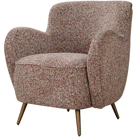 Uttermost Gemstone 29" Wide Plywood Framed Polyester Accent Chair Brushed Brass / Confetti