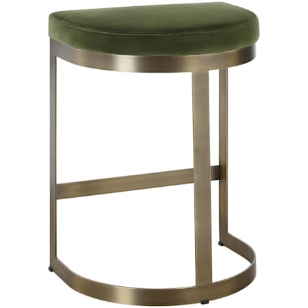Uttermost Ivanna 18" Wide Metal and Polyester Accent Stool Brushed Brass / Moss