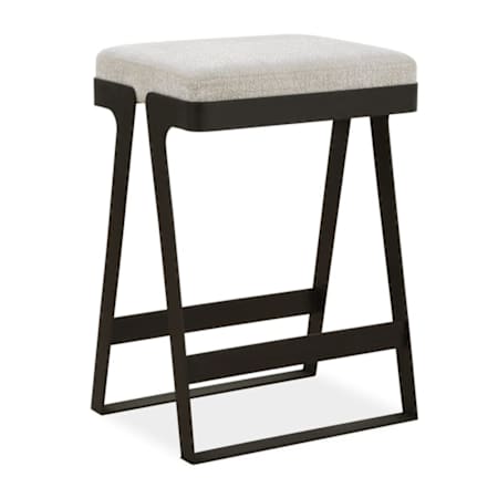 Uttermost Hover 18" Wide Metal and Polyester Accent Stool Aged Black / Ivory