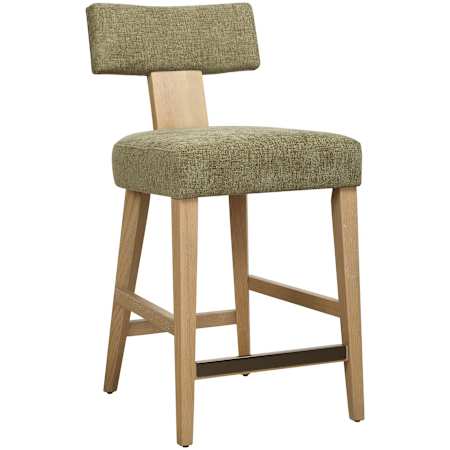 Uttermost Elysian 19" Wide Oak and Polyester Bar Stool Natural / Moss