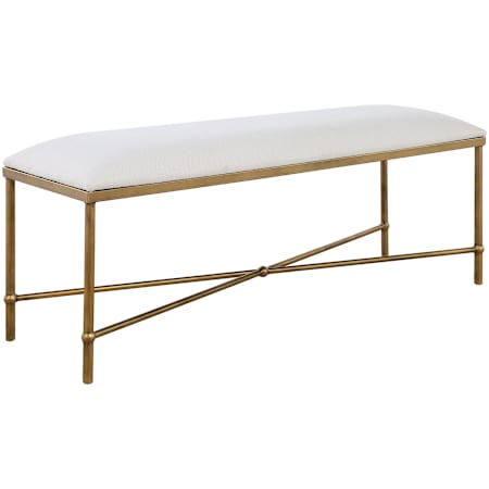 Uttermost Avenham 51" Wide Iron Framed Polyester Bench Gold / White