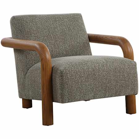 Uttermost Balance 30" Wide Oak Framed Polyester Accent Chair Natural / Herb