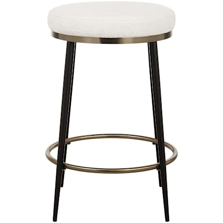 Uttermost Ensemble 20" Wide Metal and Polyester Accent Stool Matte Black / Brushed Brass / White