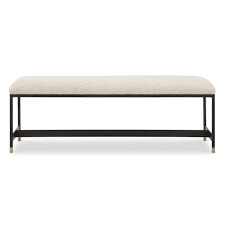 Uttermost Halston 54" Wide Iron Framed Acrylic and Polyester Bench Matte Black / Off-White
