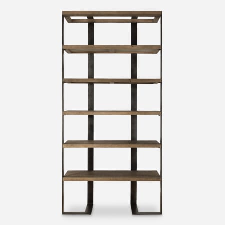 Uttermost Felix 44" Wide 5 Shelf Oak and Iron Display Shelf Black