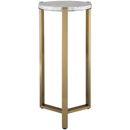 Uttermost Pietra 11" Diameter Marble and Stainless Steel Accent Table Antique Brass / White