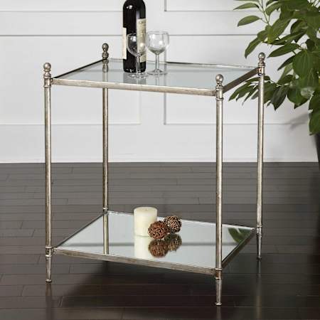 Uttermost Gannon 23" Wide Glass and Metal Accent Table Silver / Clear