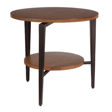 Uttermost Loddon 27" Diameter Oak and Metal Accent Table Dark Bronze / Oak