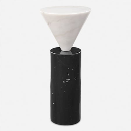 Uttermost Top Hat 9" Diameter Marble Accent Table Black / White