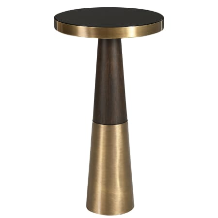Uttermost Fortier 12" Diameter Glass Top Wood Side Table Espresso / Brass