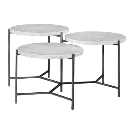 Uttermost Contarini 38" Long 3 Piece Marble Top Iron Coffee Table White / Gunmetal