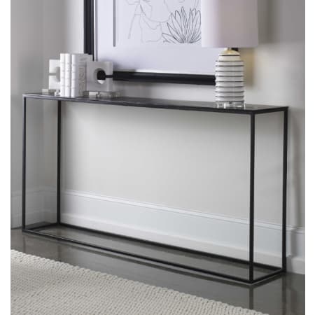 Uttermost Coreene 64"W Industrial Minimalist Console Entry Sofa Table Aged Black Iron