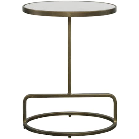 Uttermost Jessenia 18" Wide Marble and Metal Accent Table Brushed Gold / White