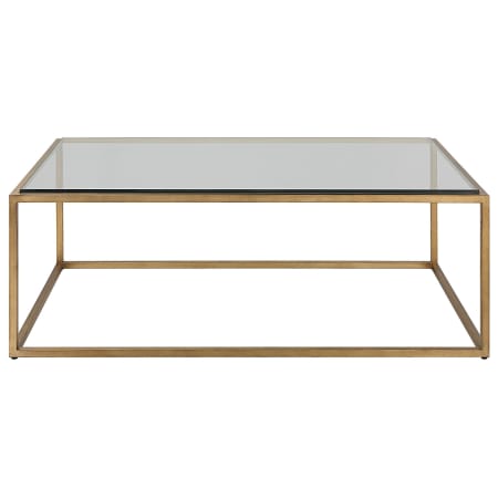 Uttermost Bravura 48" Wide Iron and Tempered Glass Coffee Table Brushed Gold
