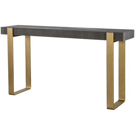 Uttermost Kea 60" Wide Ash and Iron Table Brushed Brass / Dark Walnut