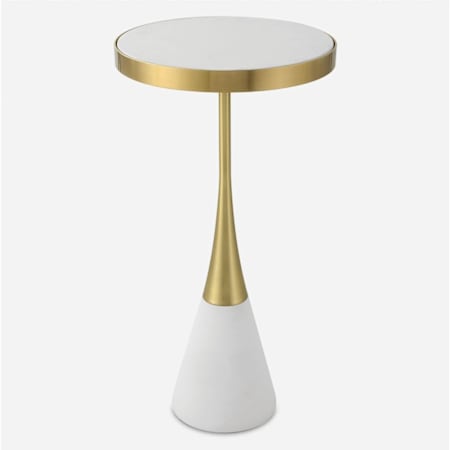 Uttermost Apex 13" Diameter Metal and Resin Accent Table White / Brushed Brass