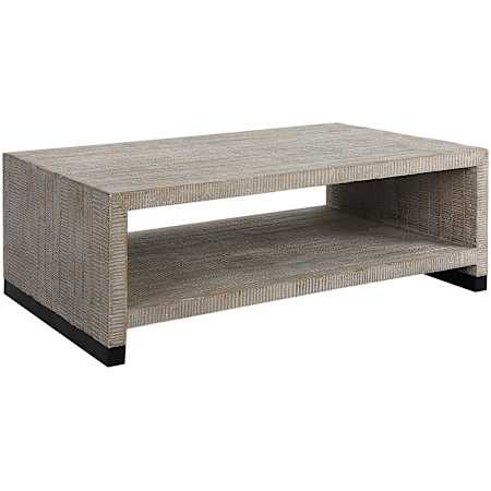 Uttermost Bosk 54" Wide Steel and Wood Table Aged Black / White Wash