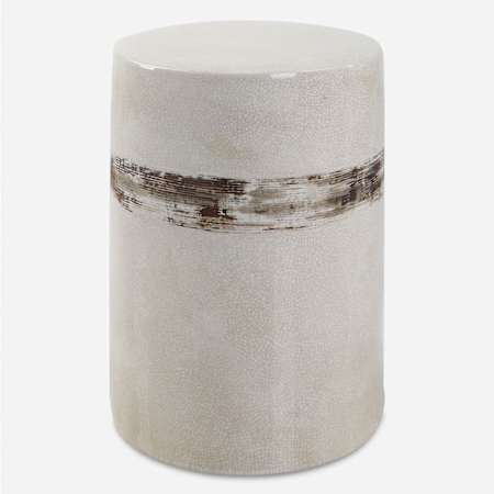Uttermost Comanche 13" Wide Ceramic Accent Table Off-White / Rust Brown