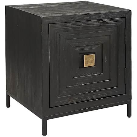Uttermost Aiken 22" Wide Steel and Wood Accent Table Dark Ebony