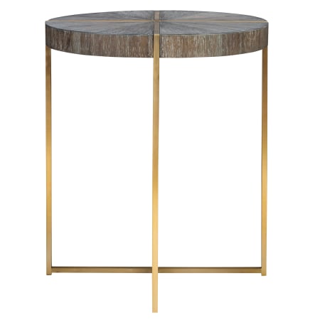 Uttermost Taja 20" Diameter Acacia Veneer Top Stainless Steel Side Table Dark Walnut