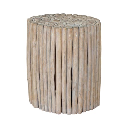 Uttermost Tectona 21-1/2" Diameter Wood Drum Table Bleached Driftwood
