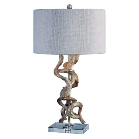 Uttermost Twisted Vines 1 Light 29" Tall Table Lamp with White Fabric Shade Gold Leaf