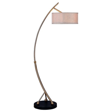Uttermost Vardar 2 Light 68" Tall Floor Lamp with Cream Fabric Shade Brushed Brass