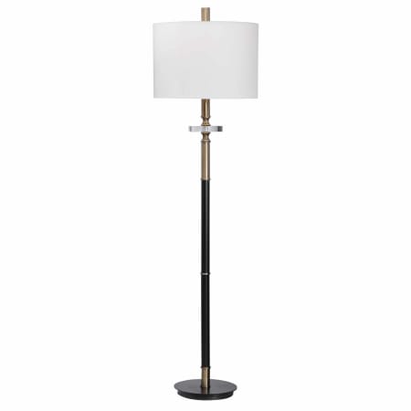Uttermost Maud 67" Tall Column Floor Lamp Aged Black / Antique Brass