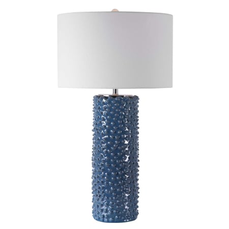 Uttermost Ciji Coastal Style Textured Blue 30" Tall Table Lamp with Drum Shade Blue