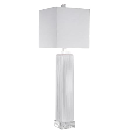 Uttermost Bennett 33" Tall Column Table Lamp with Crystal Accents Glossy White