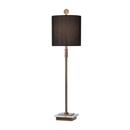 Uttermost Volante 9" Wide Medium (E26) Single Bulb Base Ambient Light Iron Table Lamp with Fabric Shade and Crystal Accent Antique Brass