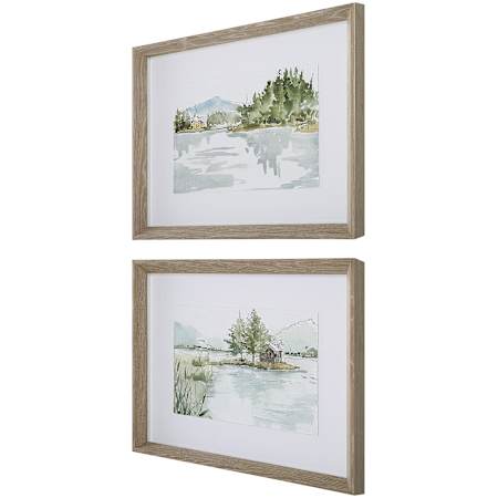 Uttermost Serene 21" x 27" Framed Landscapes Graphic Print - Set of 2 Multicolored