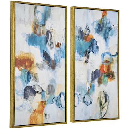 Uttermost Casual Moments 42" x 22" Framed Abstract Painting - Set of 2 Multicolored