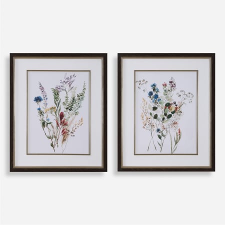 Uttermost Delicate Flowers 34" x 28" Framed Floral Drawing Print by Aisa Jenson Green