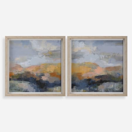 Uttermost Dusk 37" x 37" Framed Sunset and Sky Drawing Print by Silvia Vassileva Blue