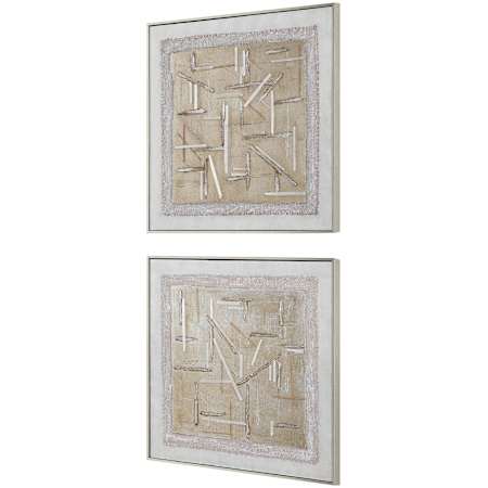 Uttermost Unpredictable Hand 31" x 31" Framed Abstract Painting - Set of 2 Multicolored