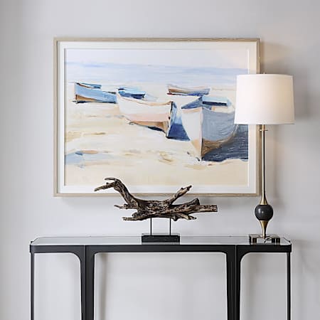Uttermost Beached Boats 34" x 44" Framed Nautical and Ocean Graphic Print Multicolored