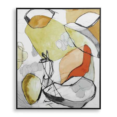 Uttermost Charcoal Improvision 60" x 50" Framed Abstract Painting Multicolored