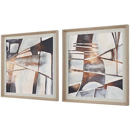 Uttermost Vetrina 35" x 35" Framed Abstract Painting - Set of 2 Multicolored