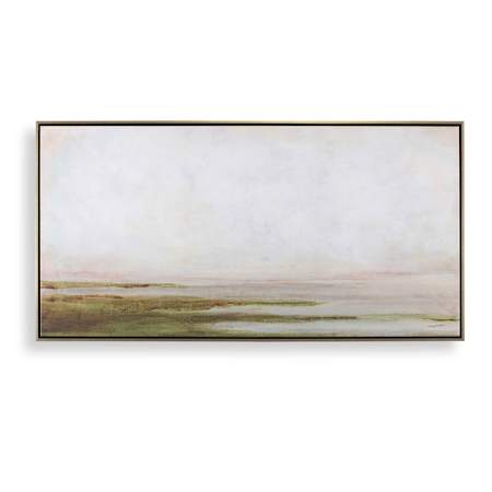 Uttermost Hazy Lake 32" x 62" Framed Landscapes Painting Hand Painted Canvas