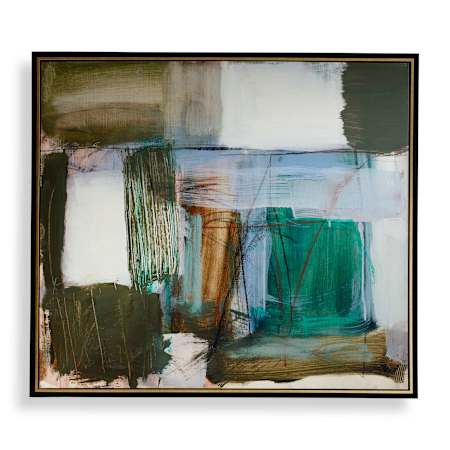 Uttermost Green Fields 55" x 55" Framed Abstract Textual Print Black