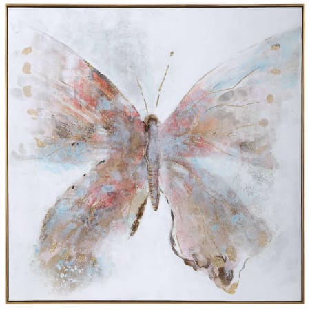 Uttermost Free 51" Square Framed Butterfly Painting on Paper by Grace Feyock Soft Orange / Pastel