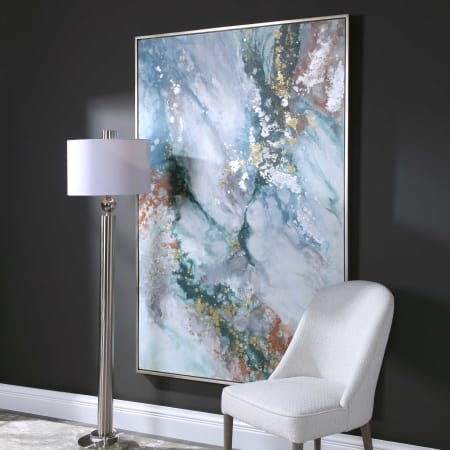 Uttermost Mercury 50" x 74" Abstract Hand Painted Wall Art Canvas Blue / Rust