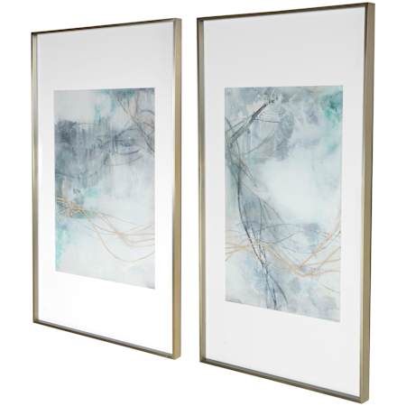 Uttermost Undulating Oro 45" x 25" Framed Abstract Painting - Set of 2 Multicolored