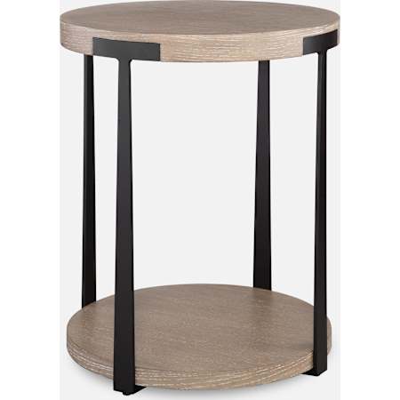 Uttermost Palisade 19" Diameter Oak and Metal Accent Table Dark Bronze / Oak
