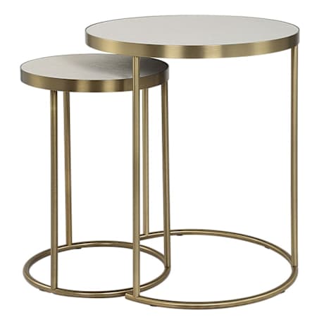 Uttermost Aragon 2 Piece MDF and Metal Accent Table Set Brass / White