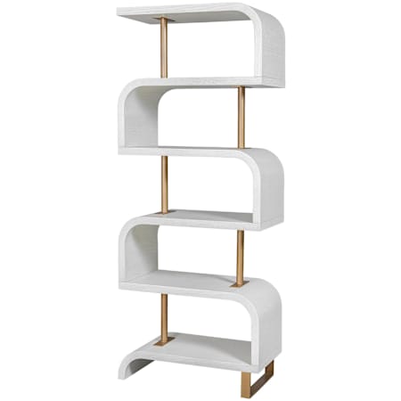 Uttermost Bia 32" Wide 6 Shelf Display Shelf Antique Brass / White