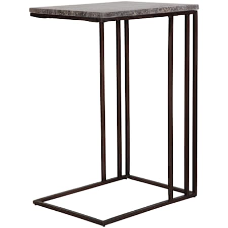 Uttermost Theodore 16" Wide Iron and Marble Accent Table Dark Bronze / Travertine